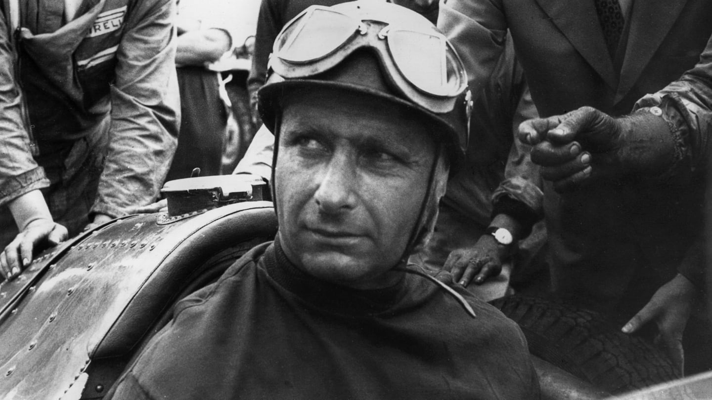 Juan Manuel Fangio, Maserati 250F, Grand Prix of Great Britain, Aintree, 20 July 1957. (Photo by